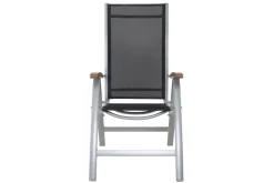 VILLANA Victoria Klappstuhl, silber/schwarz, Alu/Textilene, 64 x 58 x 110 cm, zertifiziertes Material, FSC®-zertifiziertes Produkt