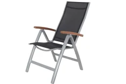 VILLANA Victoria Klappstuhl, silber/schwarz, Alu/Textilene, 64 x 58 x 110 cm, zertifiziertes Material, FSC®-zertifiziertes Produkt