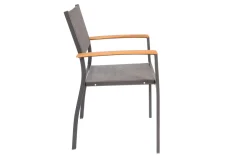 VILLANA Victoria Stapelsessel, anthrazit/grau, Alu/Textilene/Akazie, Hohe Belastbarkeit, zertifiziertes Material, FSC®-zertifiziertes Produkt